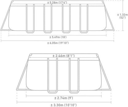 Intex Schwimmbadrahmen-Set Ultra Quadra, 549 x 274 x 132 cm, XTR 26356