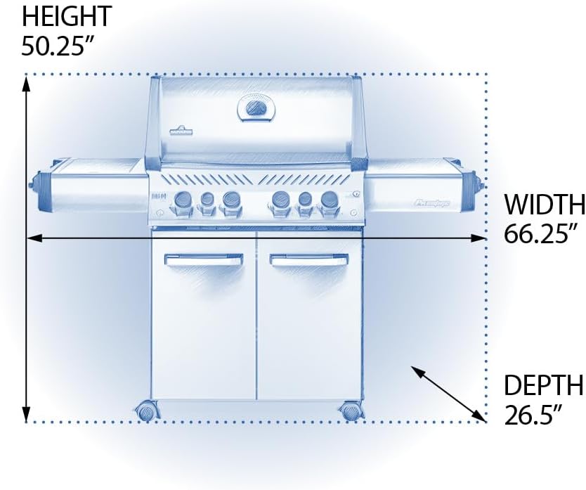 Napoleon P500RSIBPSS-3 Prestige 500 RSIB Propane Gas Grill, sq. in + Infrared Side and Rear Burner, Stainless Steel