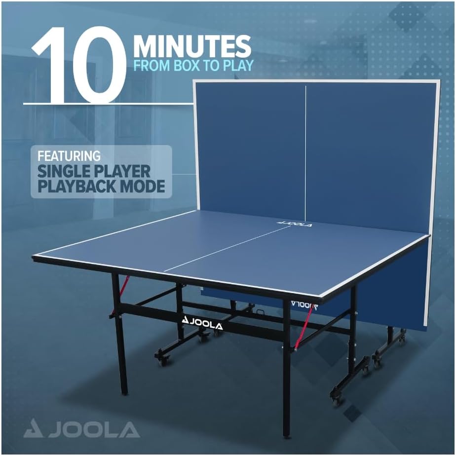 JOOLA Tischtennisplatte Inside 13 Tischtennistisch Indoor klappbares Untergestell – Schneller Aufbau-inklusive Netz, blau, 274 x 152,5 x 76 cm