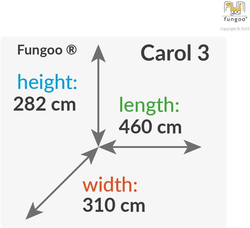 Fungoo Spielturm Carol 3 aus Fichtenholz mit roter Rutsche 220cm ,03005
