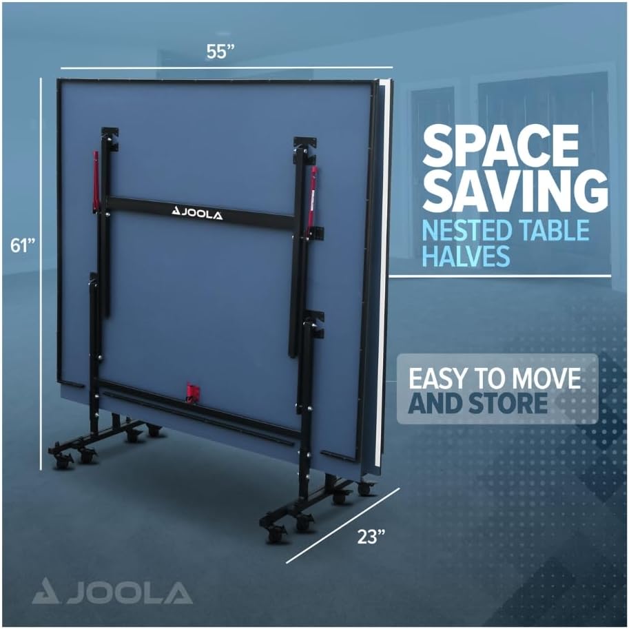 JOOLA Tischtennisplatte Inside 13 Tischtennistisch Indoor klappbares Untergestell – Schneller Aufbau-inklusive Netz, blau, 274 x 152,5 x 76 cm