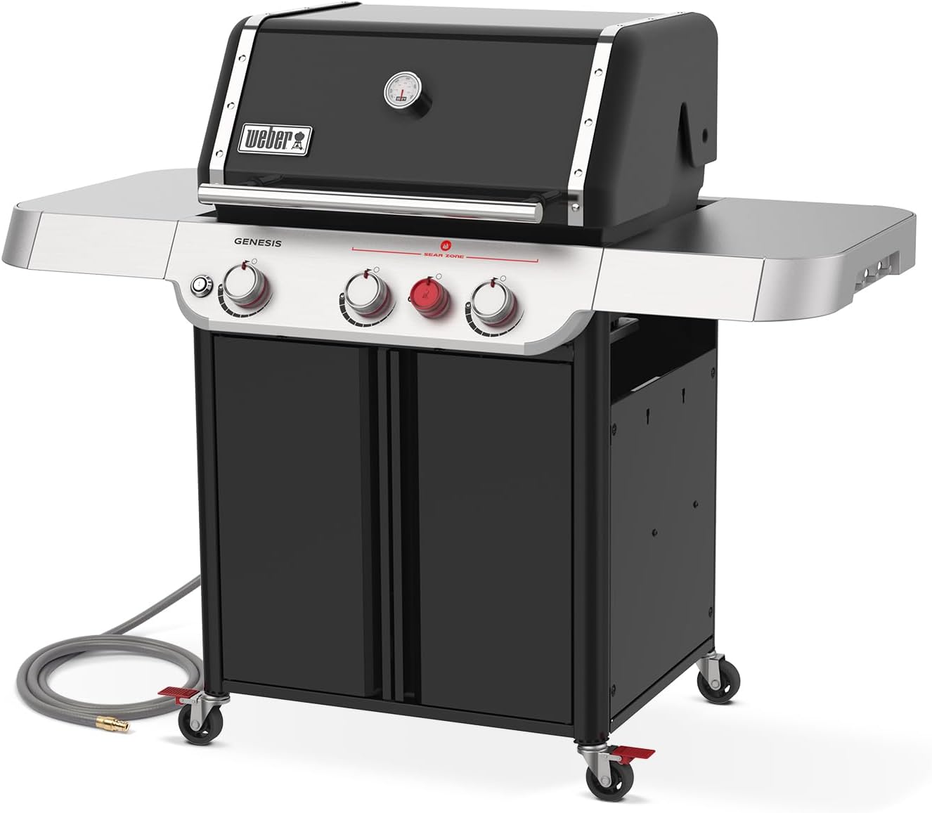 Weber Genesis E-325 Natural Gas Grill for Outdoor Cooking, 3 Burners, Black – Porcelain-Enameled, Cast-Iron Grates, PureBlu Burners & Sear Zone