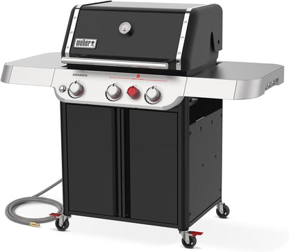 Weber Genesis E-325 Natural Gas Grill for Outdoor Cooking, 3 Burners, Black – Porcelain-Enameled, Cast-Iron Grates, PureBlu Burners & Sear Zone