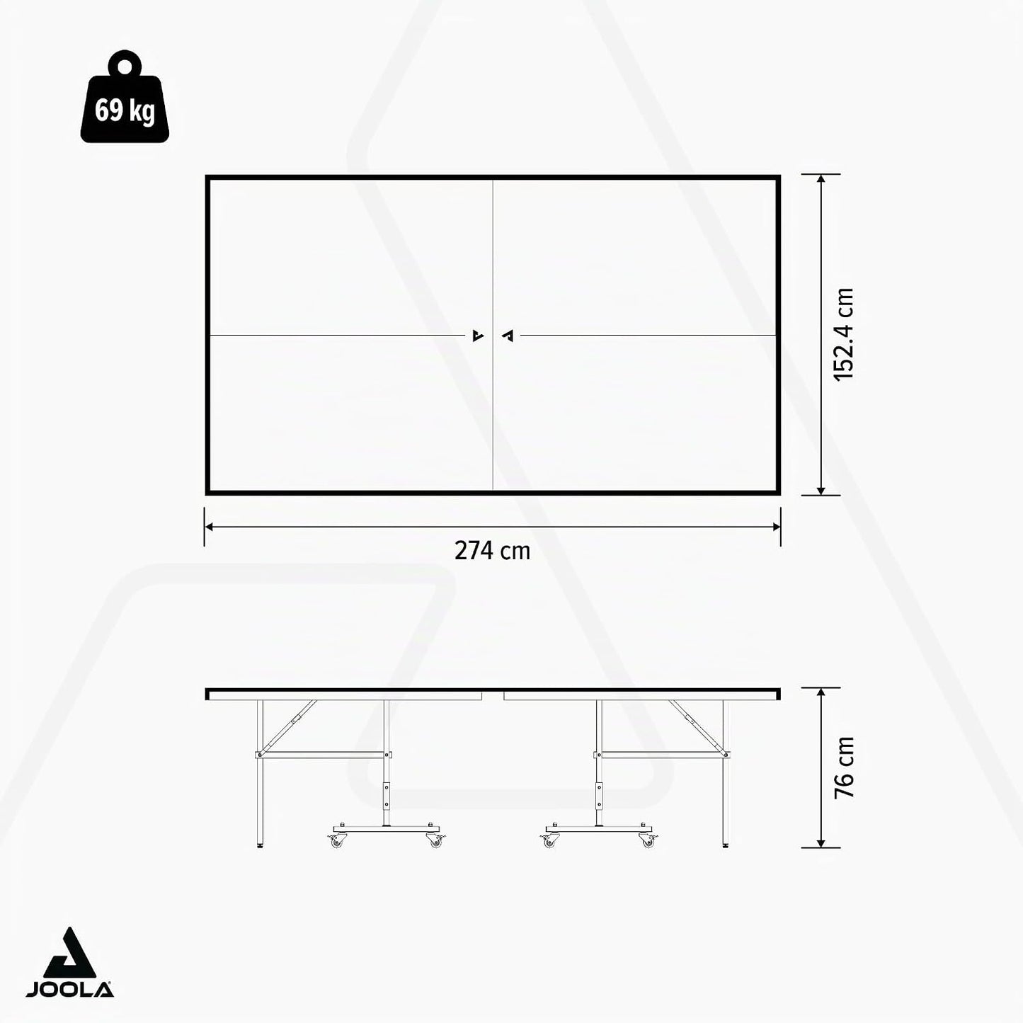 JOOLA Tischtennisplatte Inside Tischtennistisch Indoor klappbar – Schneller Aufbau - inklusive Tischtennis Netz, 274 x 152,5 x 76 cm