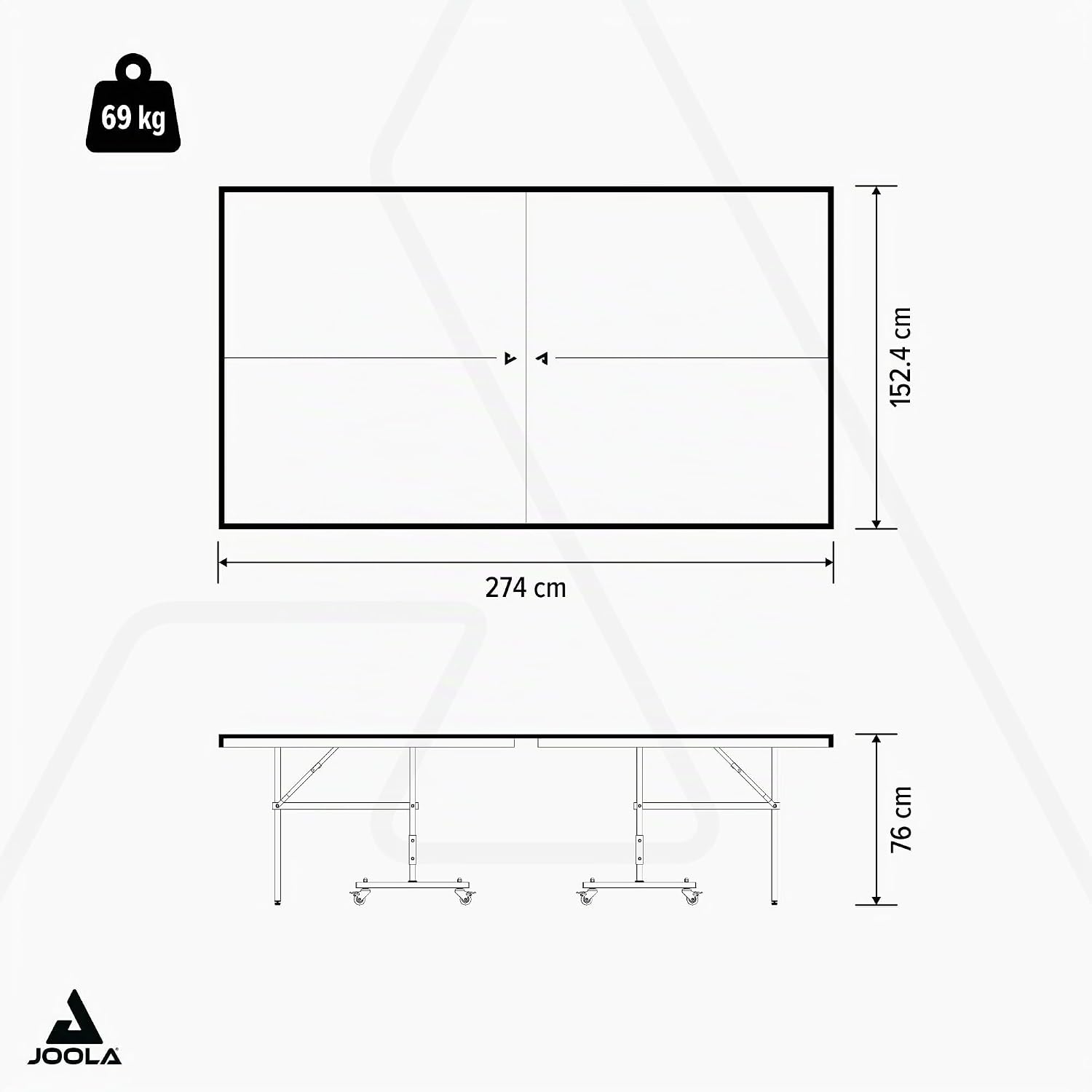 JOOLA Tischtennisplatte Inside Tischtennistisch Indoor klappbar – Schneller Aufbau - inklusive Tischtennis Netz, 274 x 152,5 x 76 cm