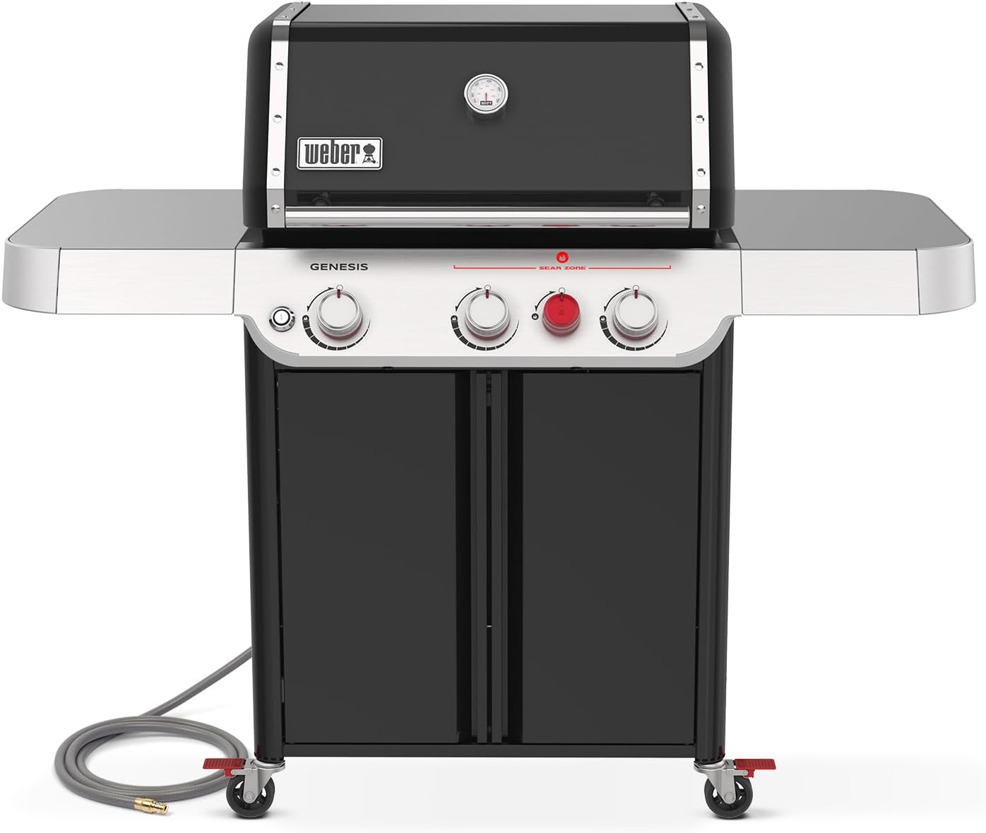 Weber Genesis E-325 Natural Gas Grill for Outdoor Cooking, 3 Burners, Black – Porcelain-Enameled, Cast-Iron Grates, PureBlu Burners & Sear Zone
