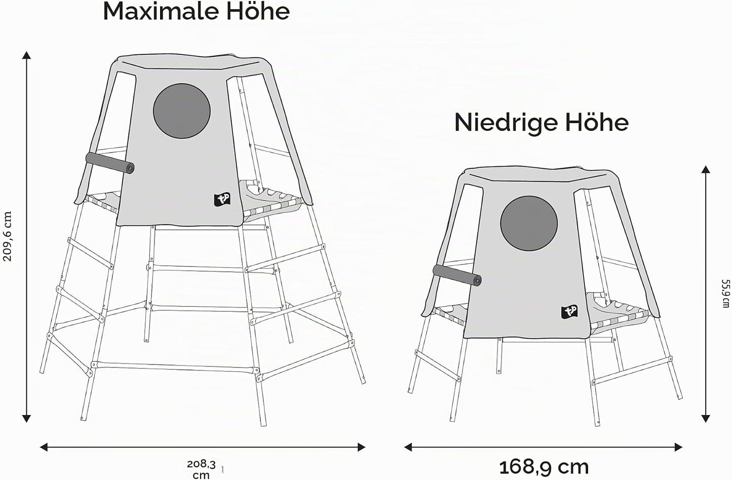 TP Toys Explorer Metall-Klettergerüst mit Plattform und Höhle, TP852, 18 Monate, niedrige 12 Jahre, volle Höhe, Blau, Outdoor-und Gartenspielzeug für Kinder, Climbing Frame