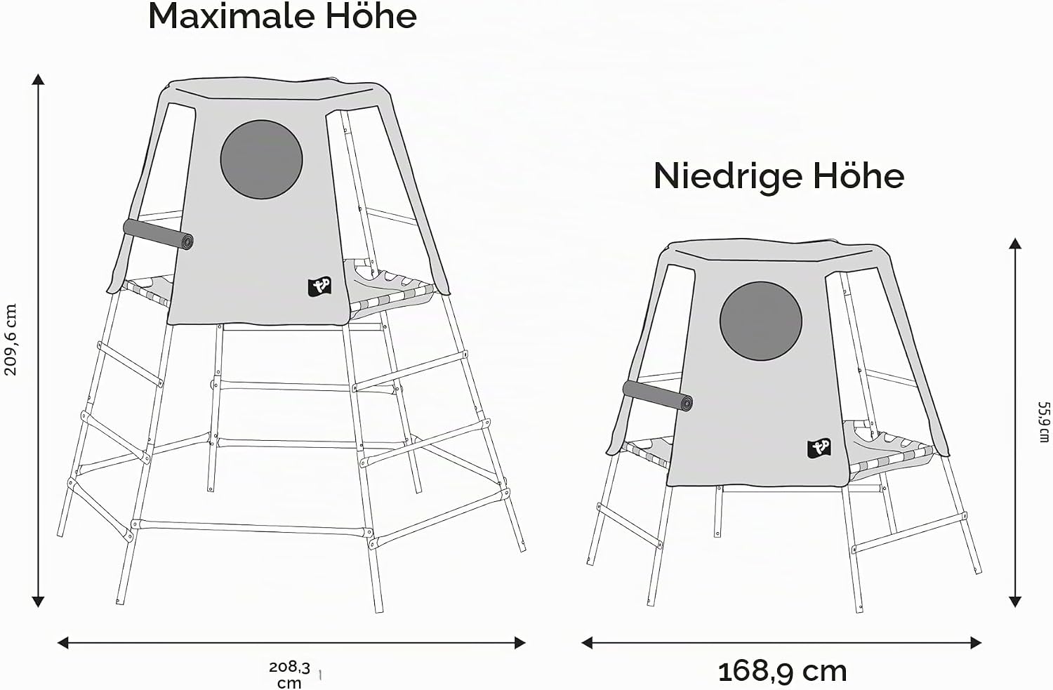 TP Toys Explorer Metall-Klettergerüst mit Plattform und Höhle, TP852, 18 Monate, niedrige 12 Jahre, volle Höhe, Blau, Outdoor-und Gartenspielzeug für Kinder, Climbing Frame