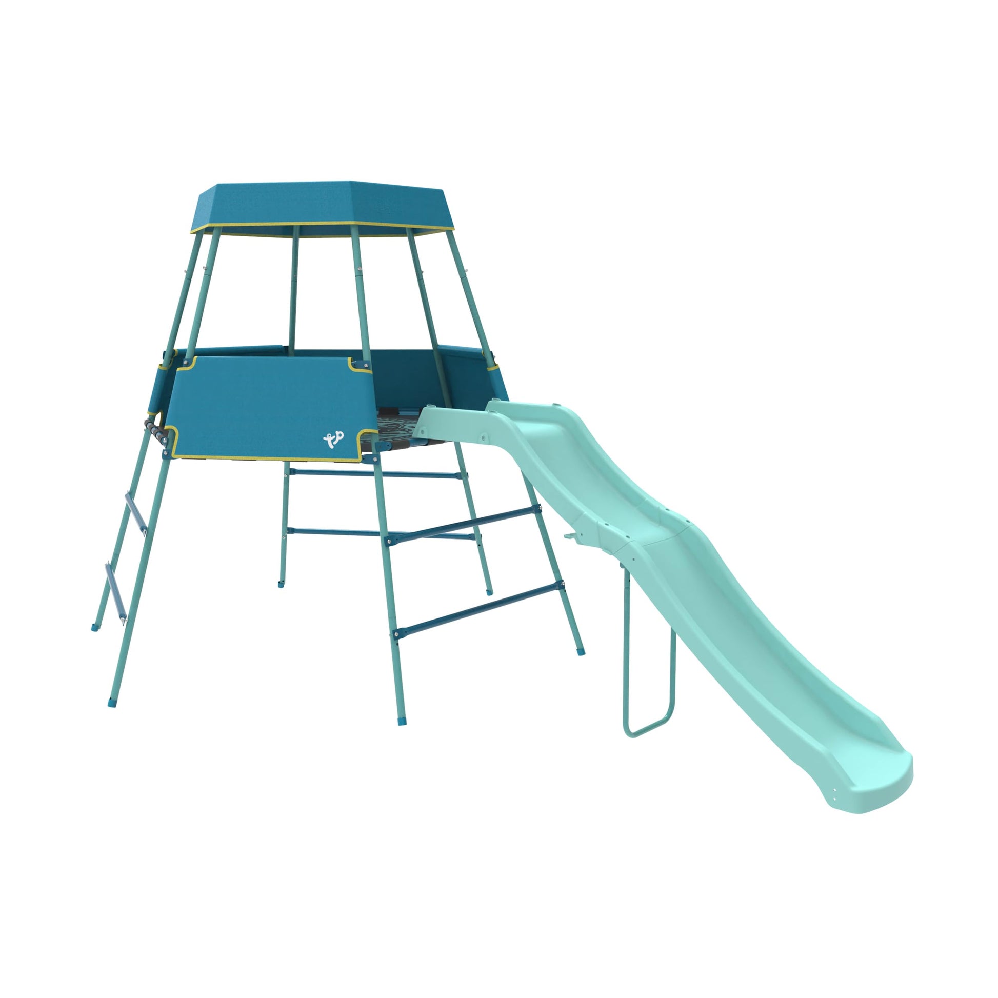 TP Toys Explorer Metall-Klettergerüst mit Plattform und Höhle, TP852, 18 Monate, niedrige 12 Jahre, volle Höhe, Blau, Outdoor-und Gartenspielzeug für Kinder, Climbing Frame