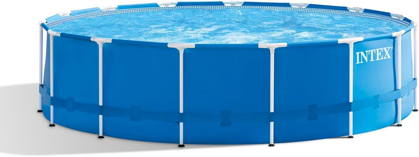 Intex Metal Frame Pool Set - Aufstellpool - Ø 457 x 122 cm - Zubehör enthalten, Grau, 28236