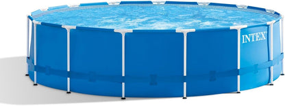 Intex Metal Frame Pool Set - Aufstellpool - Ø 457 x 122 cm - Zubehör enthalten, Grau, 28236
