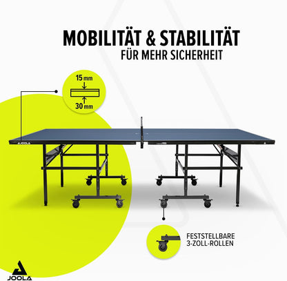 JOOLA Tischtennisplatte Inside Tischtennistisch Indoor klappbar – Schneller Aufbau - inklusive Tischtennis Netz, 274 x 152,5 x 76 cm