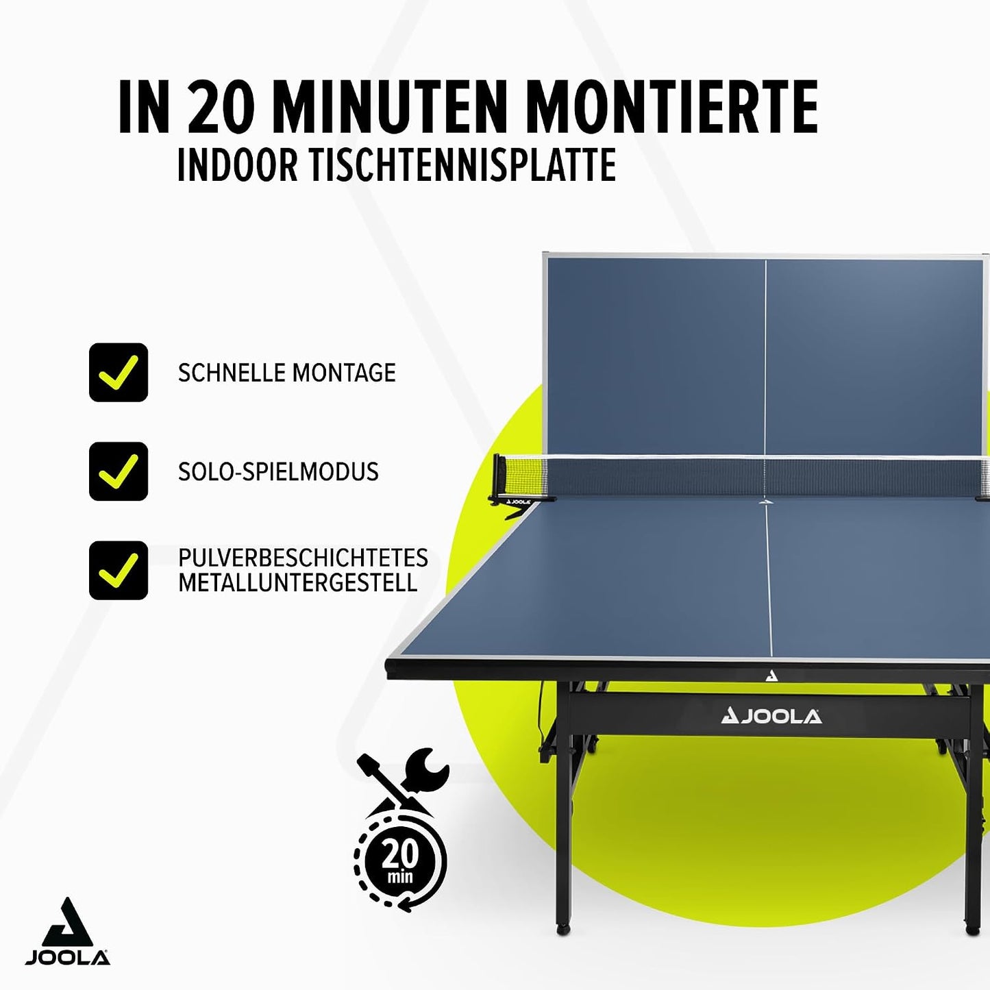 JOOLA Tischtennisplatte Inside Tischtennistisch Indoor klappbar – Schneller Aufbau - inklusive Tischtennis Netz, 274 x 152,5 x 76 cm