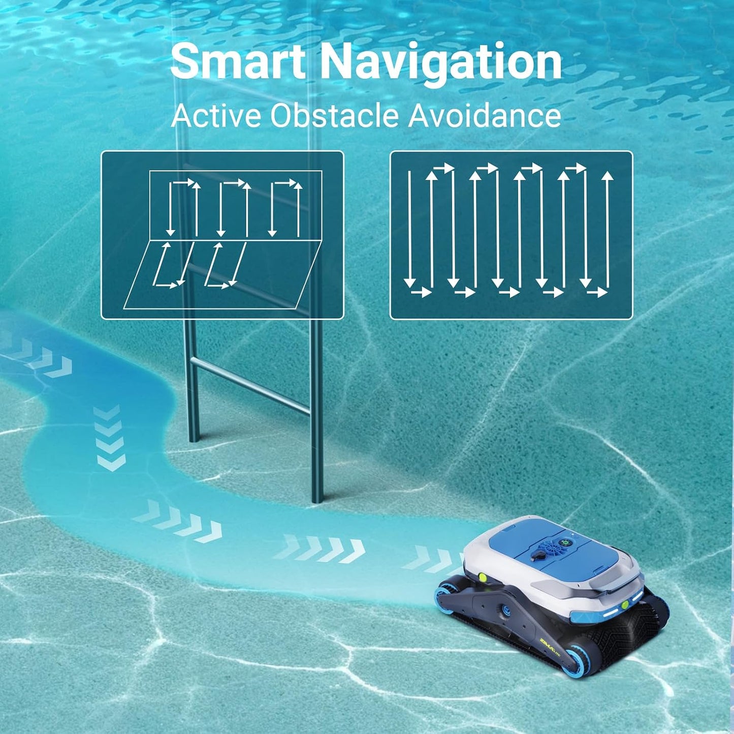 Degrii Zima Lite Akku Poolroboter 3h Laufzeit – Kabelloser Pool Robotersauger mit Automatischer Ultraschall-Navigation und 4.000 GPH (15.14 m³/h) Saugleistung für Wand, Boden und Wasserlinie
