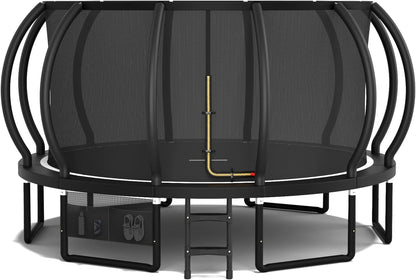 Devoko Trampolin Outdoor Ø 228/305/366/427/488 cm, GS-Zertifikat, Kindertrampolin Gartentrampolin mit Sicherheitsnetz, Rundes Riesentrampolin mit Leiter und Schuhbeutel