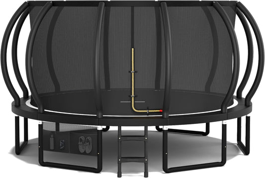 Devoko Trampolin Outdoor Ø 228/305/366/427/488 cm, GS-Zertifikat, Kindertrampolin Gartentrampolin mit Sicherheitsnetz, Rundes Riesentrampolin mit Leiter und Schuhbeutel