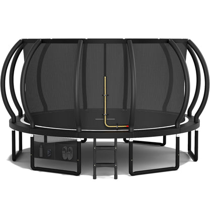 Devoko Trampolin Outdoor Ø 228/305/366/427/488 cm, GS-Zertifikat, Kindertrampolin Gartentrampolin mit Sicherheitsnetz, Rundes Riesentrampolin mit Leiter und Schuhbeutel