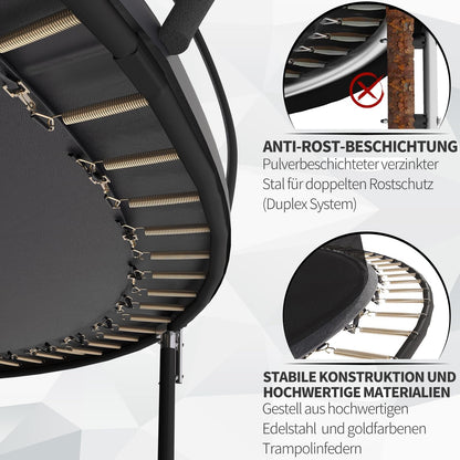 Devoko Trampolin Outdoor Ø 228/305/366/427/488 cm, GS-Zertifikat, Kindertrampolin Gartentrampolin mit Sicherheitsnetz, Rundes Riesentrampolin mit Leiter und Schuhbeutel