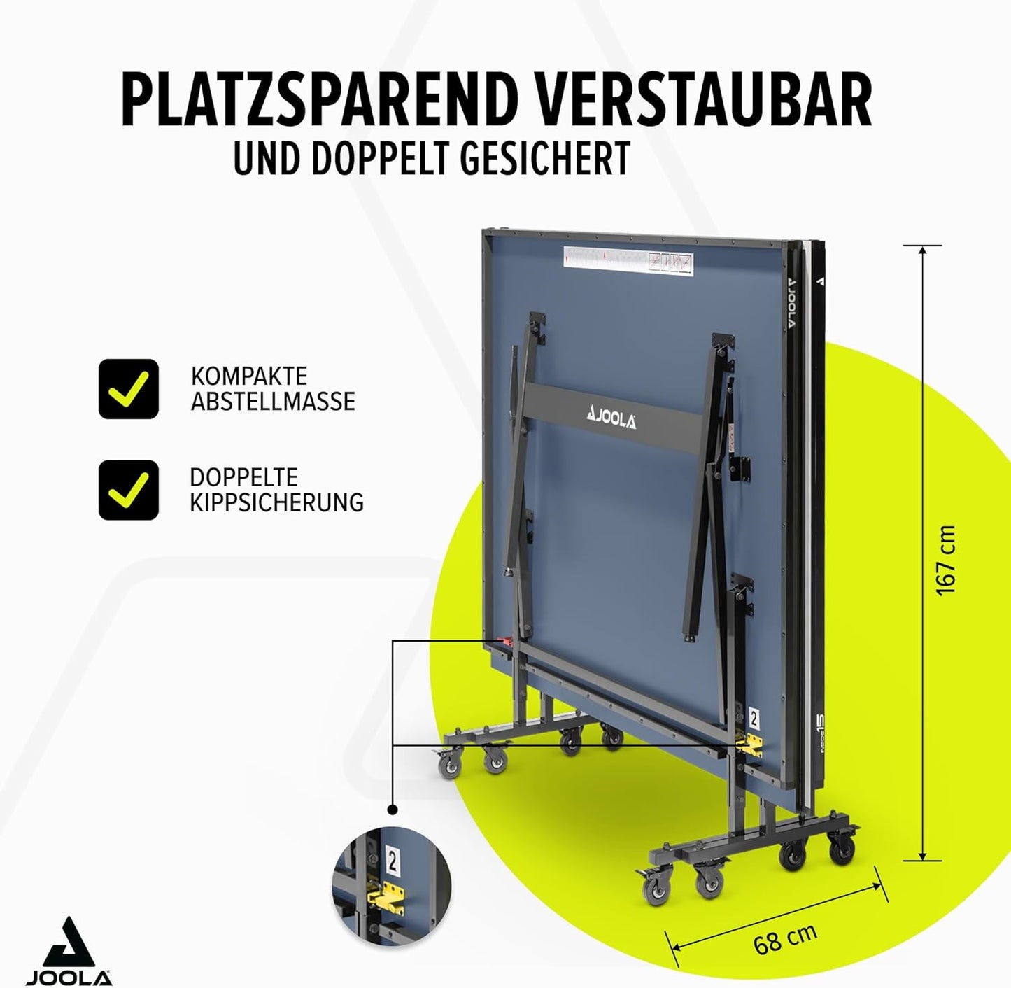 JOOLA Tischtennisplatte Inside Tischtennistisch Indoor klappbar – Schneller Aufbau - inklusive Tischtennis Netz, 274 x 152,5 x 76 cm