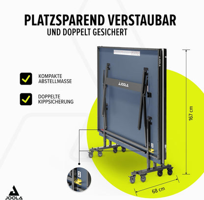 JOOLA Tischtennisplatte Inside Tischtennistisch Indoor klappbar – Schneller Aufbau - inklusive Tischtennis Netz, 274 x 152,5 x 76 cm