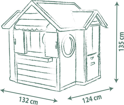 Smoby Life - Chef Spielhaus (124x132x135 cm) mit mind. 60% Recycling-Anteil - wetterfestes Gartenhaus für Kinder mit Verkaufstheke und Spielküche - Outdoor-Imbiss für Garten oder Terrasse - ab 2 Jahre