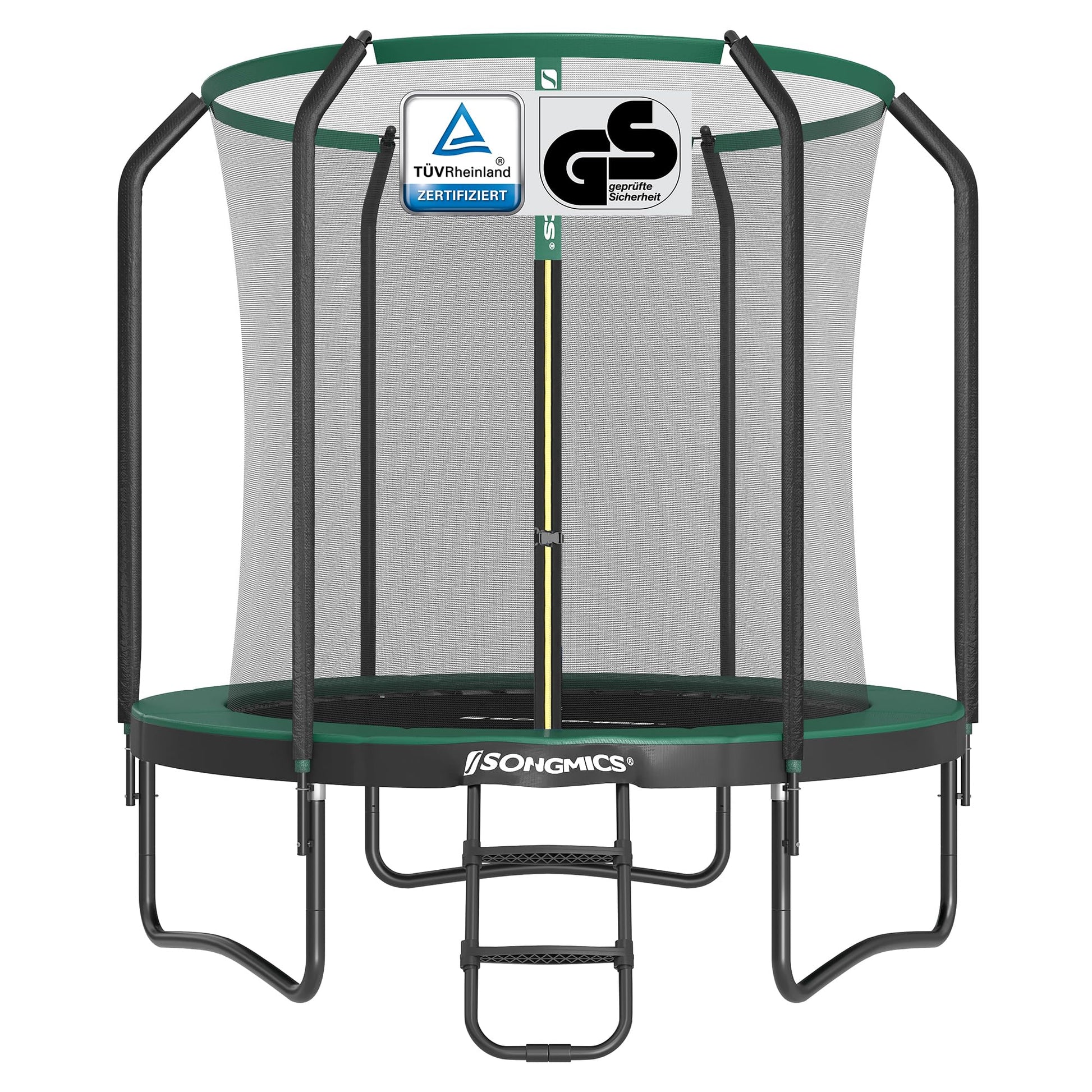 SONGMICS Trampolin Outdoor Kindertrampolin Ø 244/305/366/427 cm, rundes Gartentrampolin Sicherheitsnetz und Leiter, Randabdeckung, gepolstertes Gestell