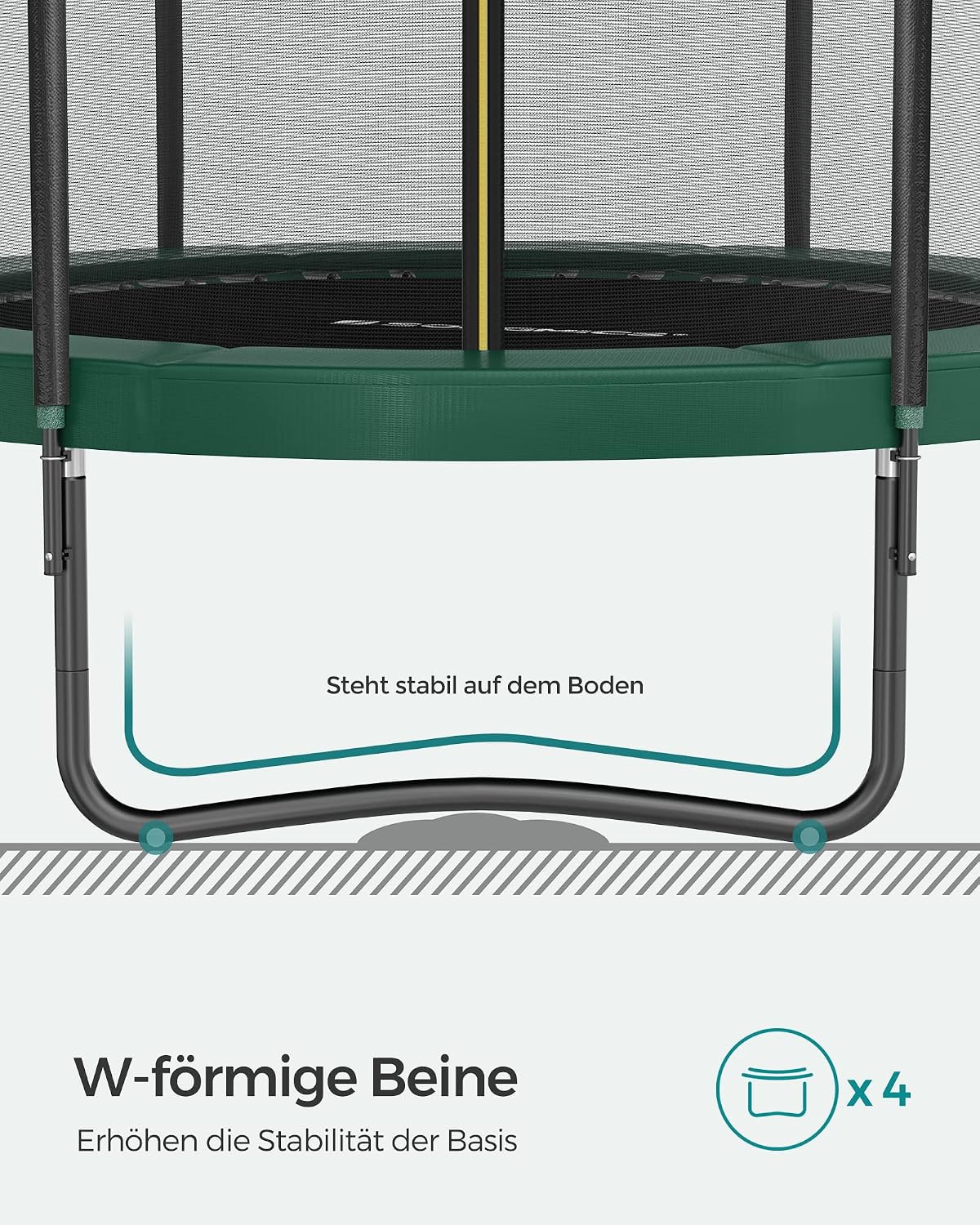 SONGMICS Trampolin Outdoor Kindertrampolin Ø 244/305/366/427 cm, rundes Gartentrampolin Sicherheitsnetz und Leiter, Randabdeckung, gepolstertes Gestell