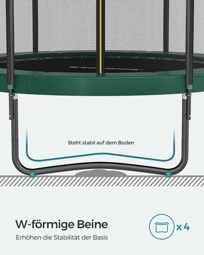 SONGMICS Trampolin Outdoor Kindertrampolin Ø 244/305/366/427 cm, rundes Gartentrampolin Sicherheitsnetz und Leiter, Randabdeckung, gepolstertes Gestell