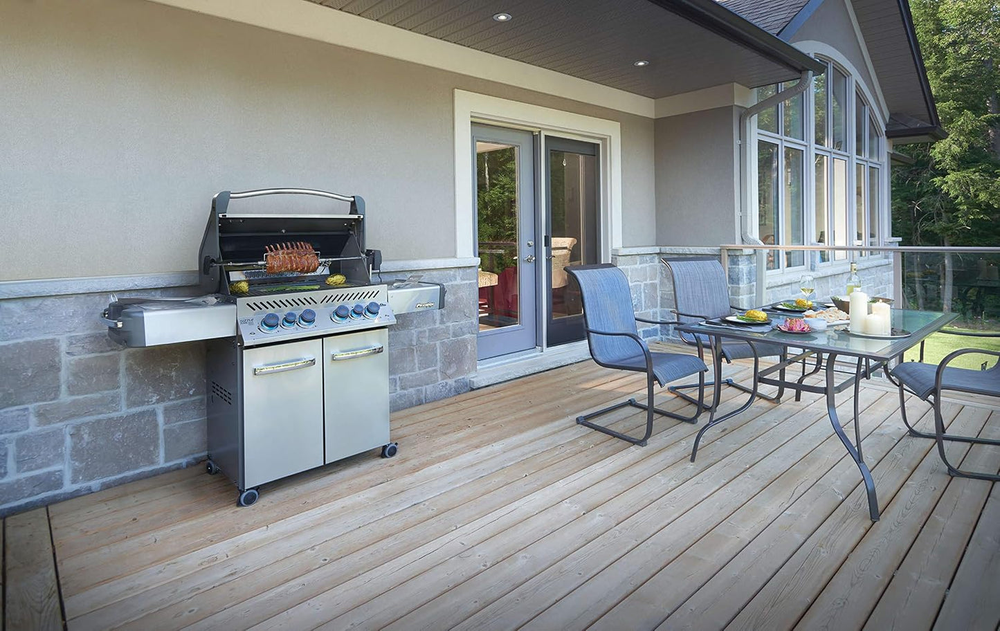 Napoleon P500RSIBPSS-3 Prestige 500 RSIB Propane Gas Grill, sq. in + Infrared Side and Rear Burner, Stainless Steel