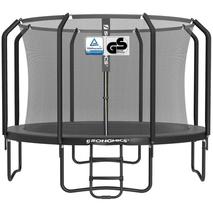 SONGMICS Trampolin Outdoor Kindertrampolin Ø 244/305/366/427 cm, rundes Gartentrampolin Sicherheitsnetz und Leiter, Randabdeckung, gepolstertes Gestell