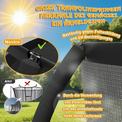 Devoko Trampolin Outdoor Ø 228/305/366/427/488 cm, GS-Zertifikat, Kindertrampolin Gartentrampolin mit Sicherheitsnetz, Rundes Riesentrampolin mit Leiter und Schuhbeutel
