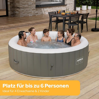 Arebos Whirlpool | aufblasbar | In- & Outdoor | 6 Personen | ⌀ 208 cm | 130 Massagedüsen | mit Heizung | 1.000 Liter | Inkl. Abdeckung | Bubble Spa & Wellness Massage