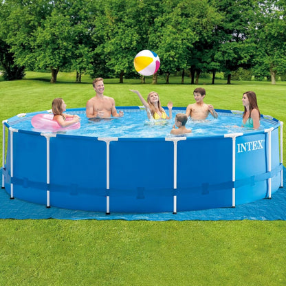 Intex Metal Frame Pool Set - Aufstellpool - Ø 457 x 122 cm - Zubehör enthalten, Grau, 28236