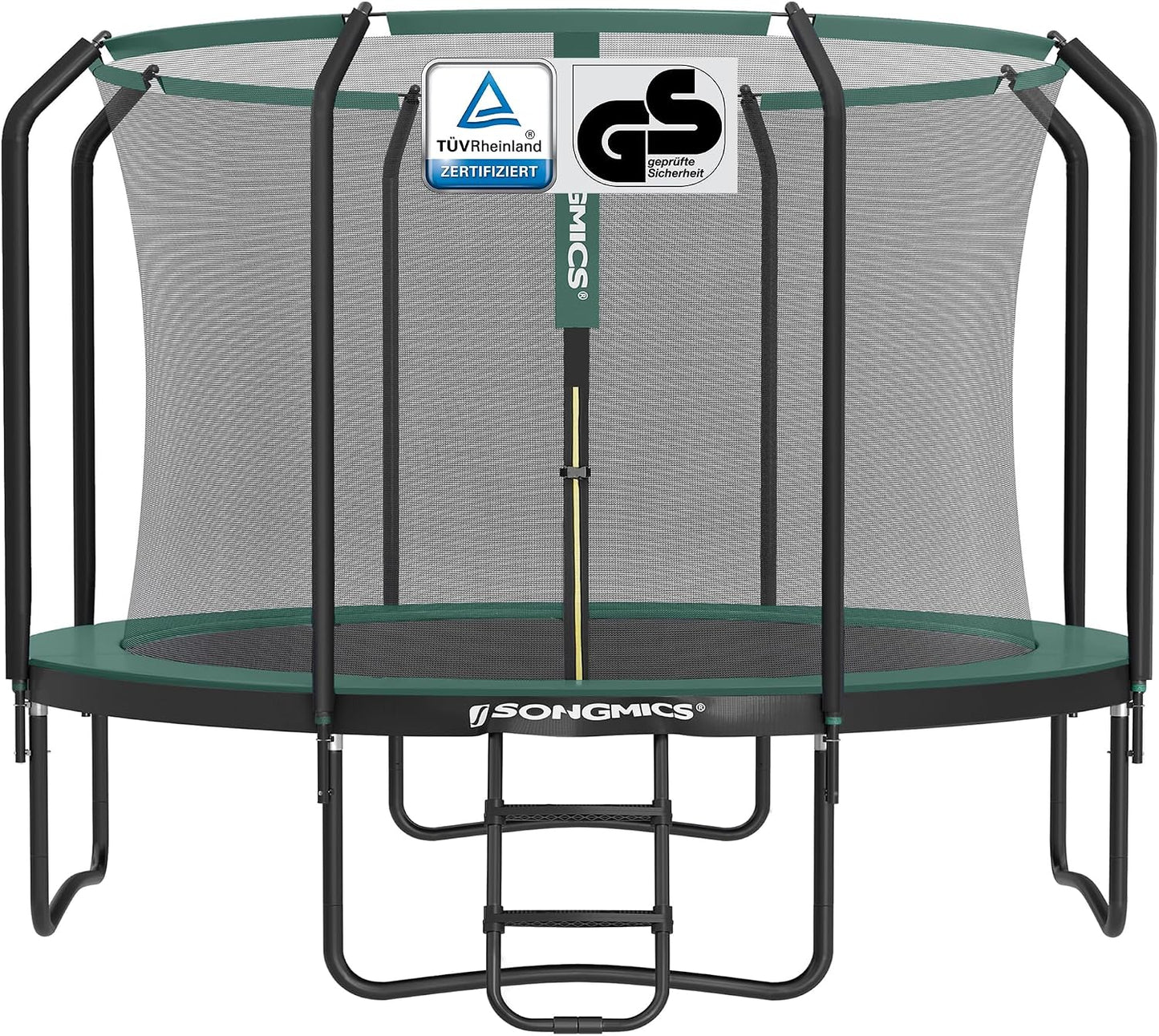SONGMICS Trampolin Outdoor Kindertrampolin Ø 244/305/366/427 cm, rundes Gartentrampolin Sicherheitsnetz und Leiter, Randabdeckung, gepolstertes Gestell