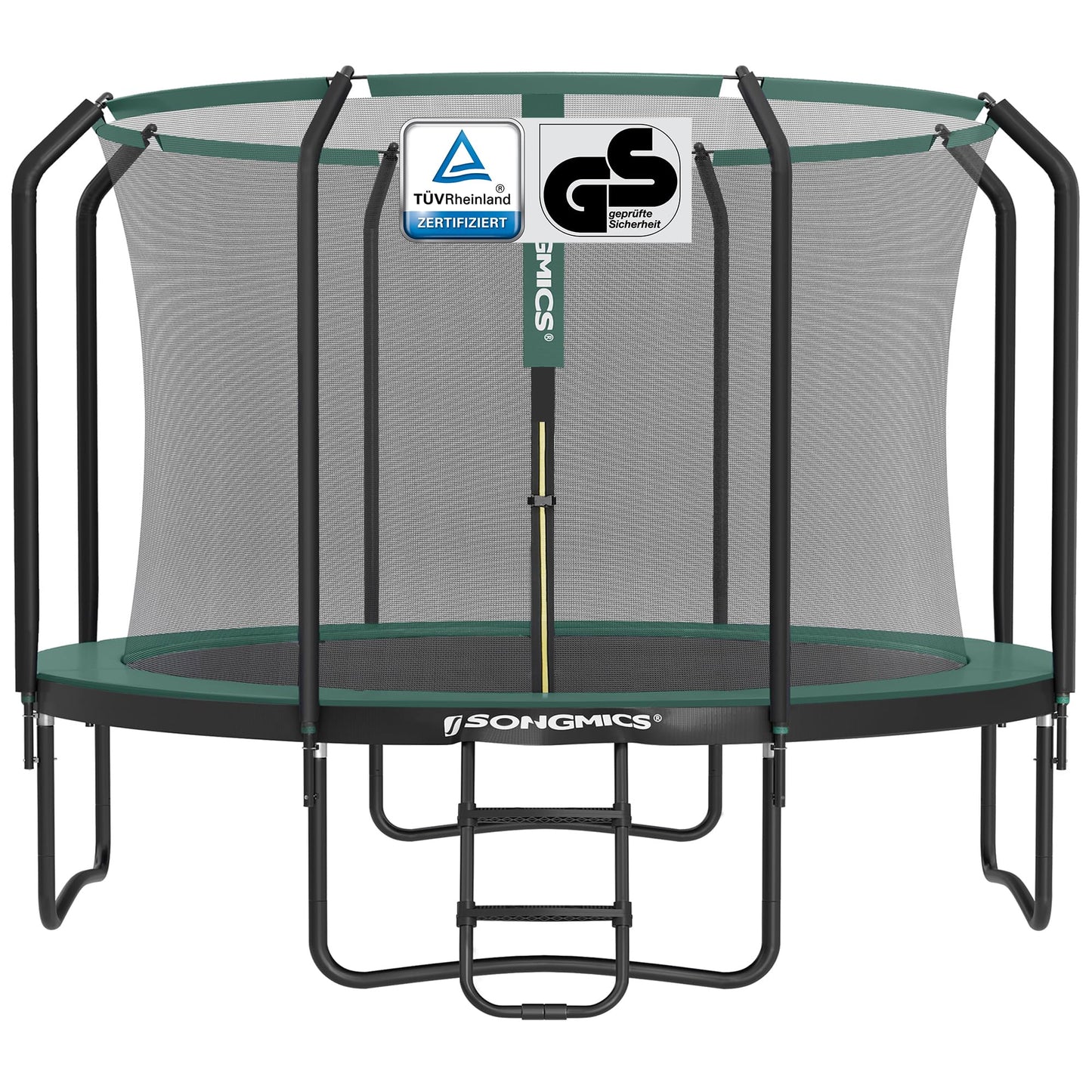 SONGMICS Trampolin Outdoor Kindertrampolin Ø 244/305/366/427 cm, rundes Gartentrampolin Sicherheitsnetz und Leiter, Randabdeckung, gepolstertes Gestell