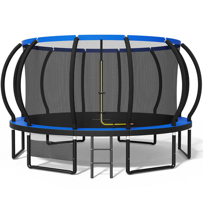 Devoko Trampolin Outdoor Ø 228/305/366/427/488 cm, GS-Zertifikat, Kindertrampolin Gartentrampolin mit Sicherheitsnetz, Rundes Riesentrampolin mit Leiter und Schuhbeutel