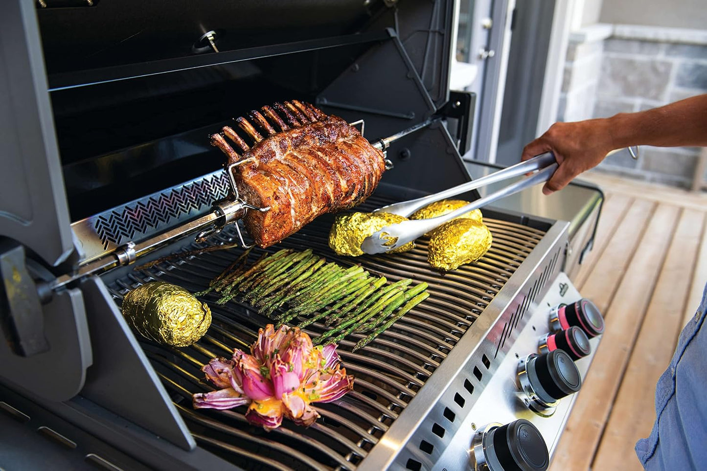 Napoleon P500RSIBPSS-3 Prestige 500 RSIB Propane Gas Grill, sq. in + Infrared Side and Rear Burner, Stainless Steel
