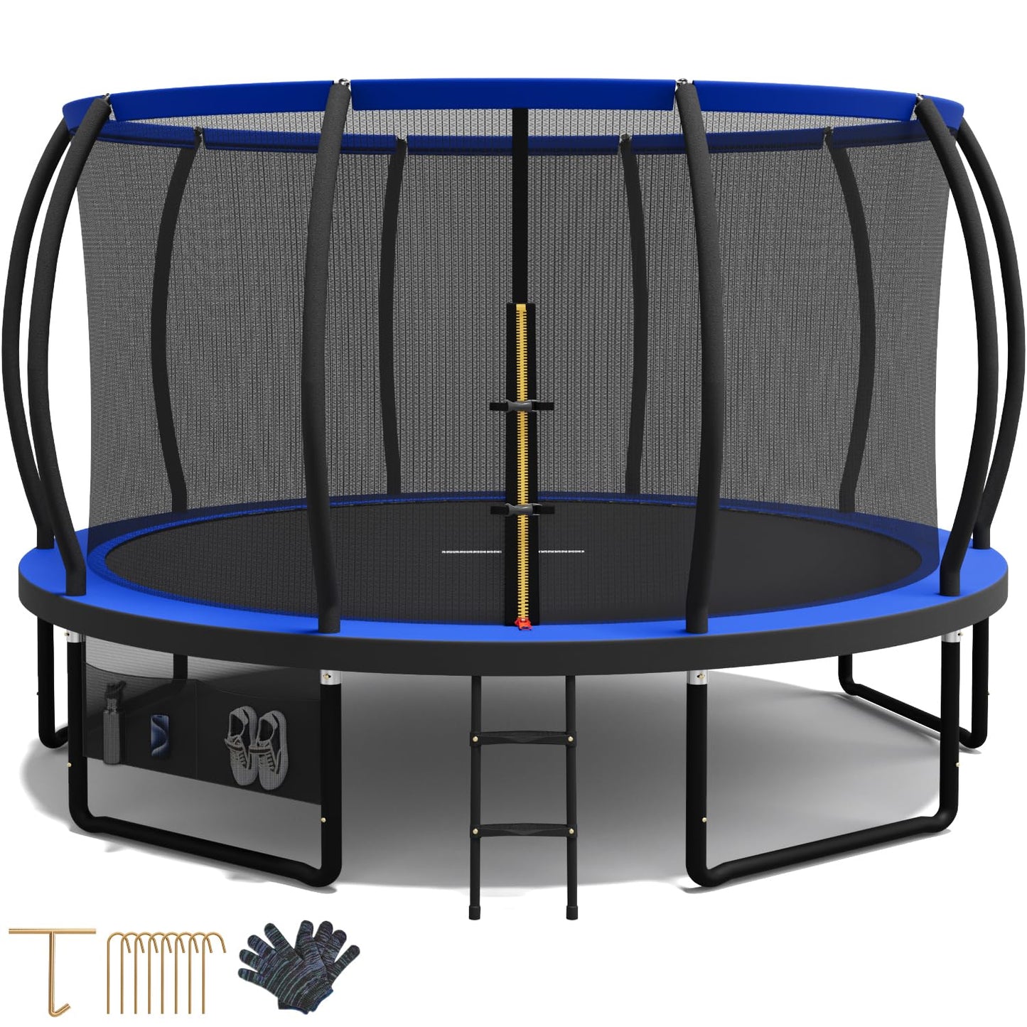Devoko Trampolin Outdoor Ø 228/305/366/427/488 cm, GS-Zertifikat, Kindertrampolin Gartentrampolin mit Sicherheitsnetz, Rundes Riesentrampolin mit Leiter und Schuhbeutel