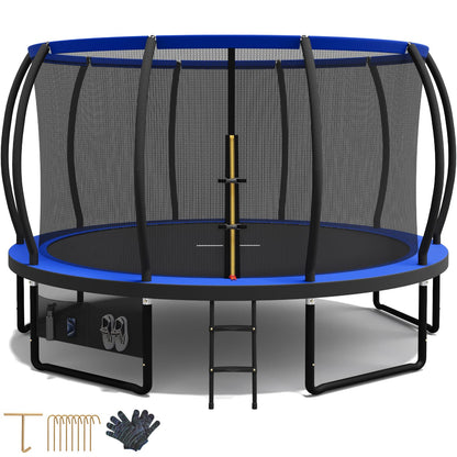 Devoko Trampolin Outdoor Ø 228/305/366/427/488 cm, GS-Zertifikat, Kindertrampolin Gartentrampolin mit Sicherheitsnetz, Rundes Riesentrampolin mit Leiter und Schuhbeutel