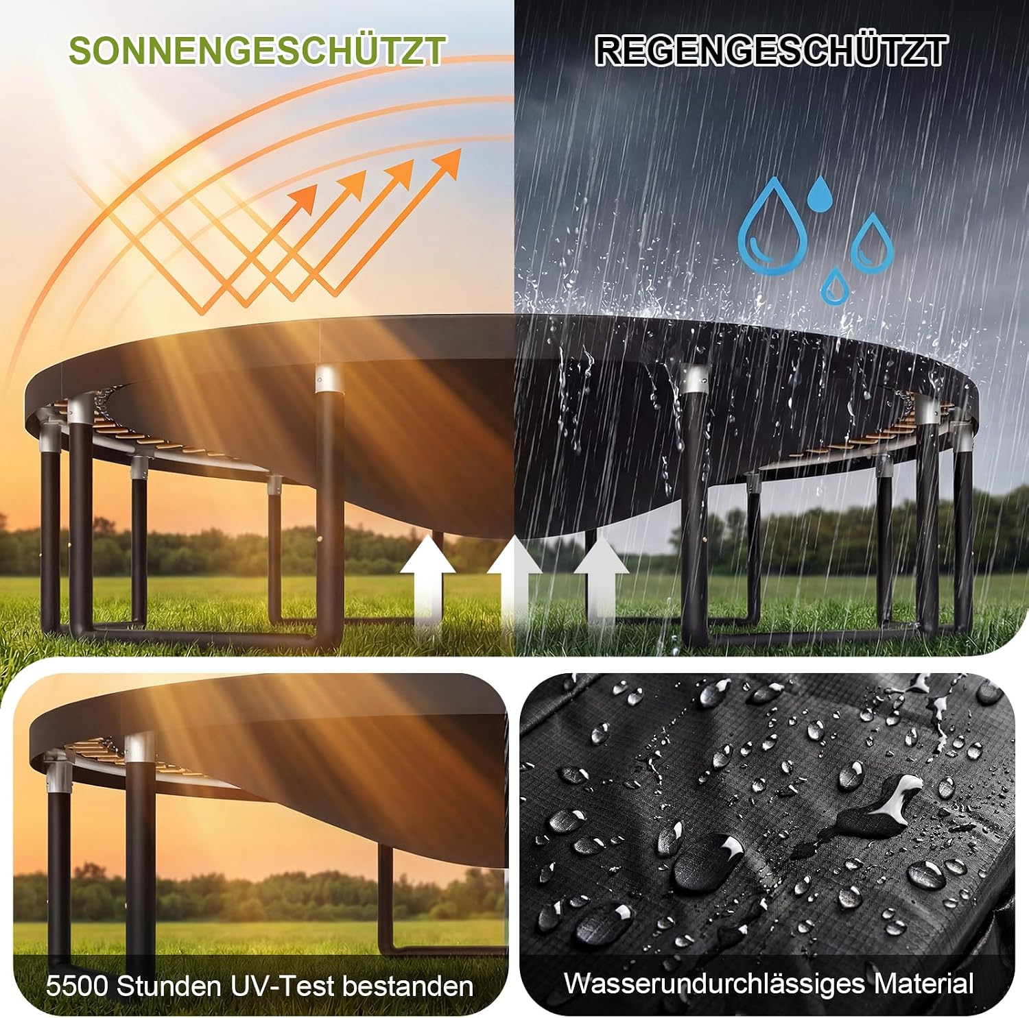 Devoko Trampolin Outdoor Ø 228/305/366/427/488 cm, GS-Zertifikat, Kindertrampolin Gartentrampolin mit Sicherheitsnetz, Rundes Riesentrampolin mit Leiter und Schuhbeutel