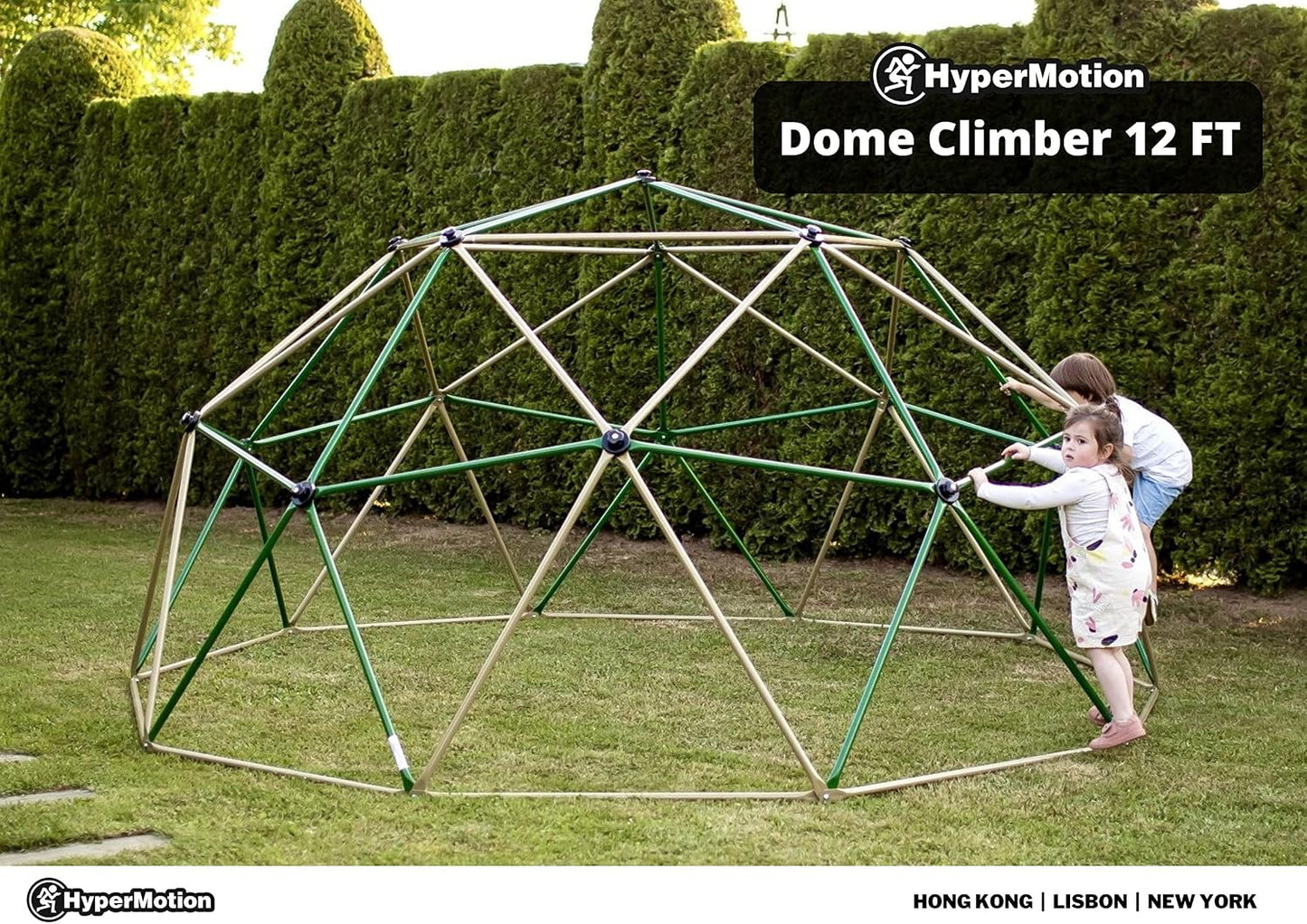 HyperMotion Kletterkuppel für Kinder, Outdoor, Klettergerüst Garten, belastbar bis zu 350 kg, Kletterdom für Jungen und Mädchen ab 3 Jahren, 3,7 m (12 ft) Durchmesser