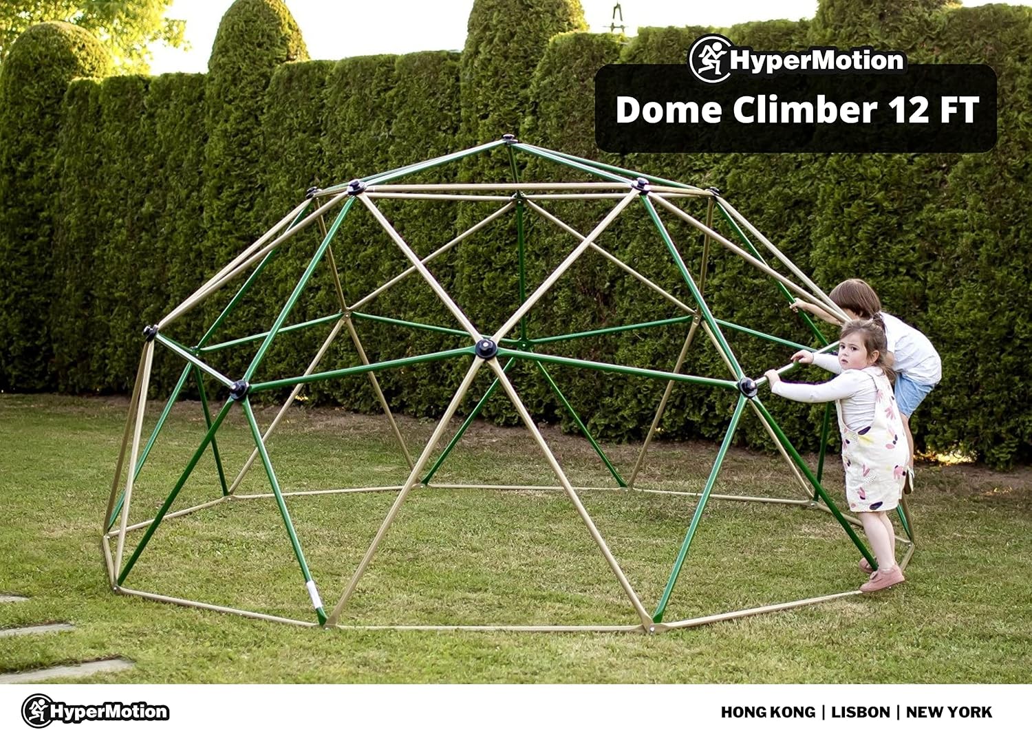 HyperMotion Kletterkuppel für Kinder, Outdoor, Klettergerüst Garten, belastbar bis zu 350 kg, Kletterdom für Jungen und Mädchen ab 3 Jahren, 3,7 m (12 ft) Durchmesser