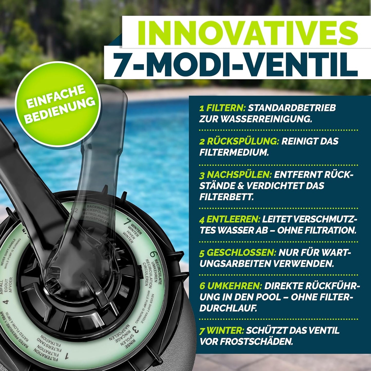 tillvex® Sandfilteranlage Pool 7.900L/h + 400g Filterbälle & 7-Wege Ventil | Filteranlage mit 2in1 Adapter Ø32 - 38mm | Sandfilter Poolfilteranlage Selbstansaugend | Poolfilter mit Druckanzeige & Pumpe