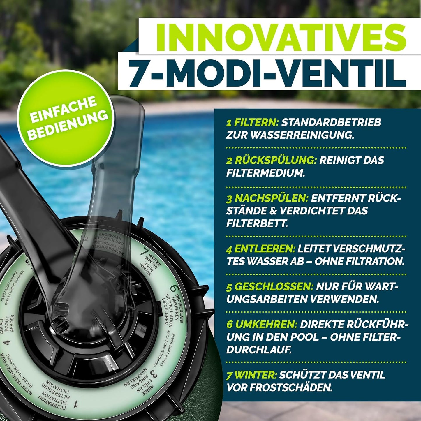 tillvex® Sandfilteranlage Pool 7.900L/h + 400g Filterbälle & 7-Wege Ventil | Filteranlage mit 2in1 Adapter Ø32 - 38mm | Sandfilter Poolfilteranlage Selbstansaugend | Poolfilter mit Druckanzeige & Pumpe