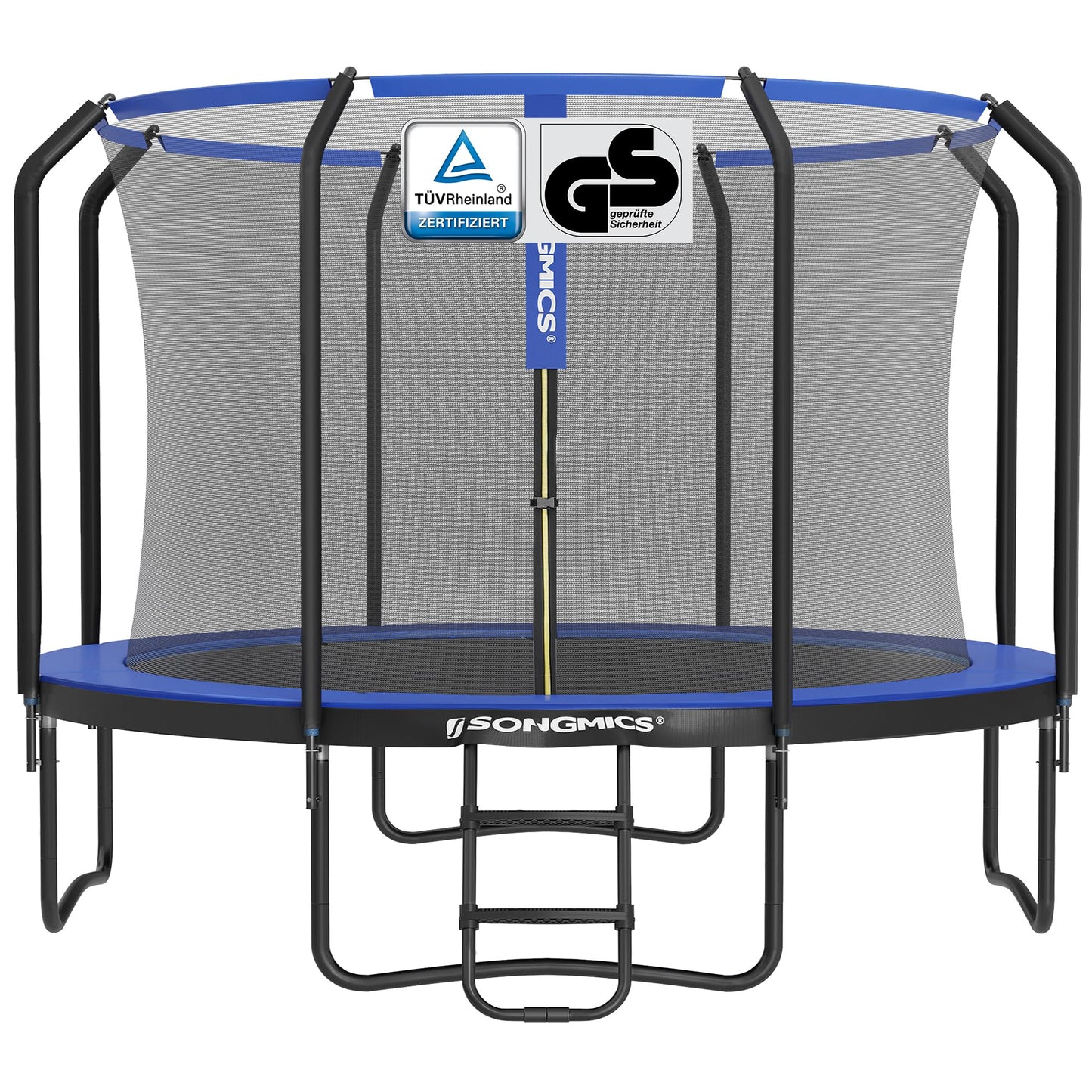SONGMICS Trampolin Outdoor Kindertrampolin Ø 244/305/366/427 cm, rundes Gartentrampolin Sicherheitsnetz und Leiter, Randabdeckung, gepolstertes Gestell