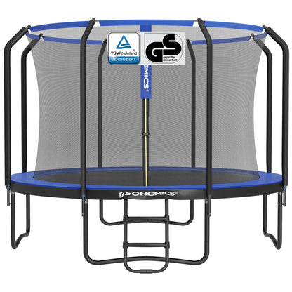 SONGMICS Trampolin Outdoor Kindertrampolin Ø 244/305/366/427 cm, rundes Gartentrampolin Sicherheitsnetz und Leiter, Randabdeckung, gepolstertes Gestell
