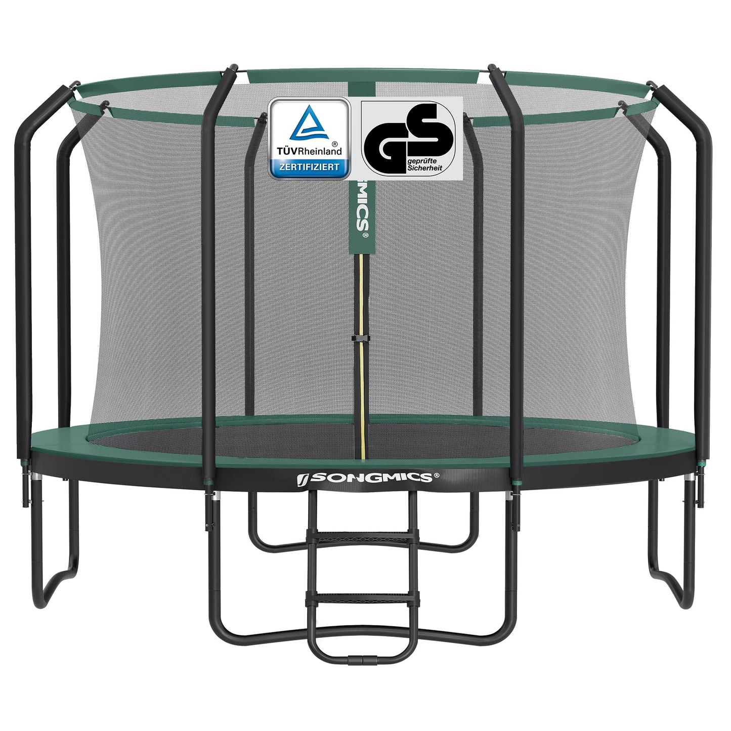 SONGMICS Trampolin Outdoor Kindertrampolin Ø 244/305/366/427 cm, rundes Gartentrampolin Sicherheitsnetz und Leiter, Randabdeckung, gepolstertes Gestell