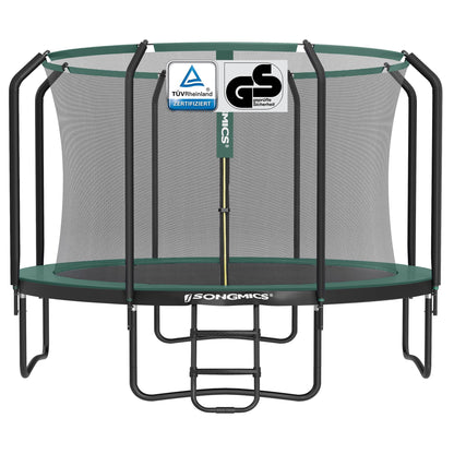 SONGMICS Trampolin Outdoor Kindertrampolin Ø 244/305/366/427 cm, rundes Gartentrampolin Sicherheitsnetz und Leiter, Randabdeckung, gepolstertes Gestell