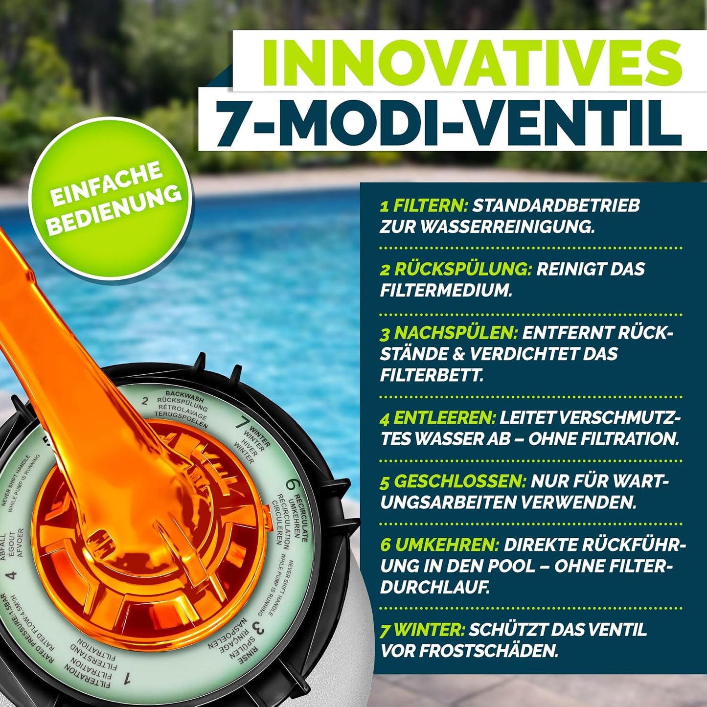 tillvex® Sandfilteranlage Pool 7.900L/h + 400g Filterbälle & 7-Wege Ventil | Filteranlage mit 2in1 Adapter Ø32 - 38mm | Sandfilter Poolfilteranlage Selbstansaugend | Poolfilter mit Druckanzeige & Pumpe