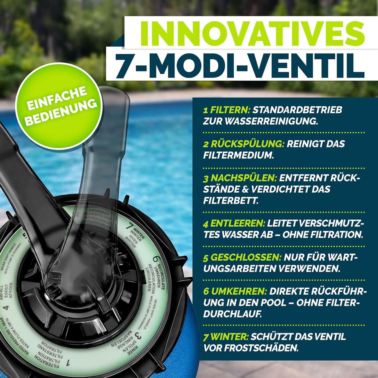 tillvex® Sandfilteranlage Pool 7.900L/h + 400g Filterbälle & 7-Wege Ventil | Filteranlage mit 2in1 Adapter Ø32 - 38mm | Sandfilter Poolfilteranlage Selbstansaugend | Poolfilter mit Druckanzeige & Pumpe